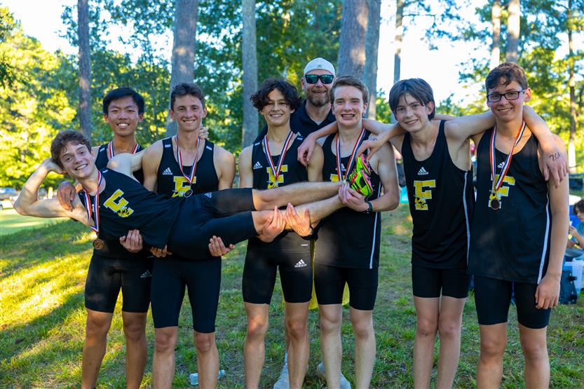 Fairview High students run at a cross-country meet